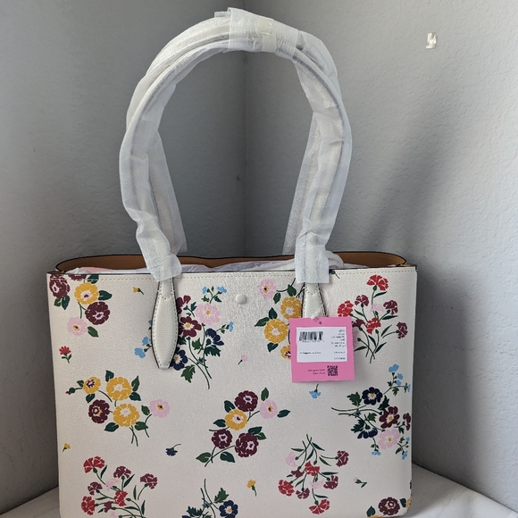 Kate Spade All Day Bouquet Toss Floral LARGE Tote Shopper Bag+Matching Zip Pouch - Picture 4 of 7